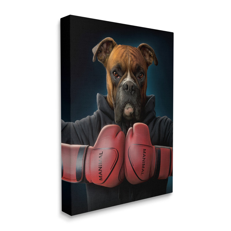 «Boxing Boxer Dog On Canvas» par Vincent Hie, reproduction, H 30 po x l 24 po x P 1,5 po