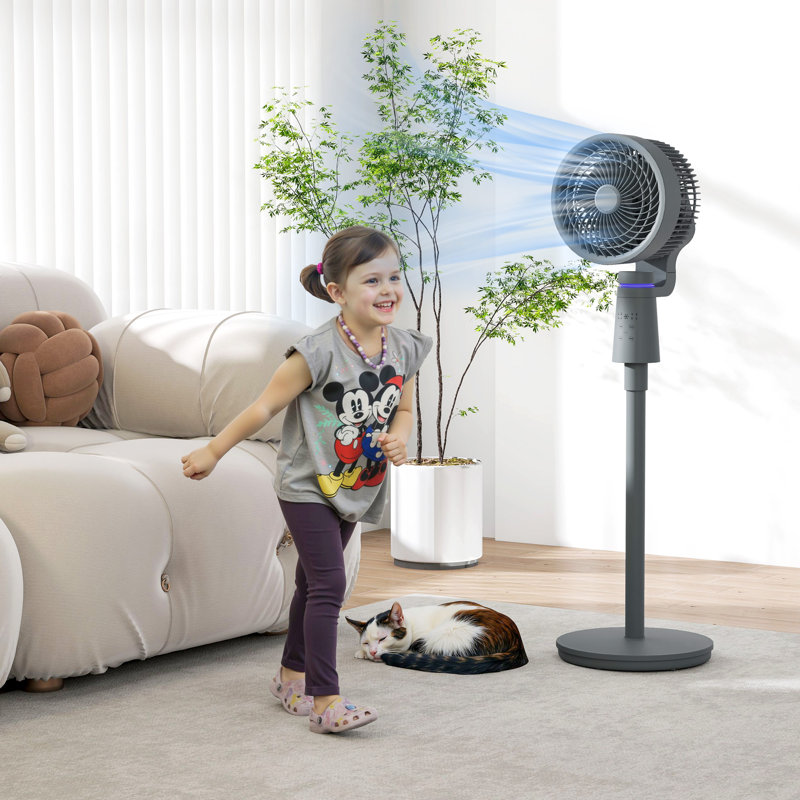 17 Stories 95cm Oscillating Pedestal / Standing Fan Fan with Remote Included, Grey