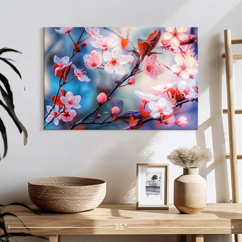 Fleurs de prunier Harnek au printemps, H 16 po x l 24 po