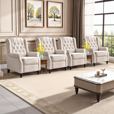Fauteuil inclinable rembourré classique l 29,5 po avec garniture cloutée (ensemble de 4)
