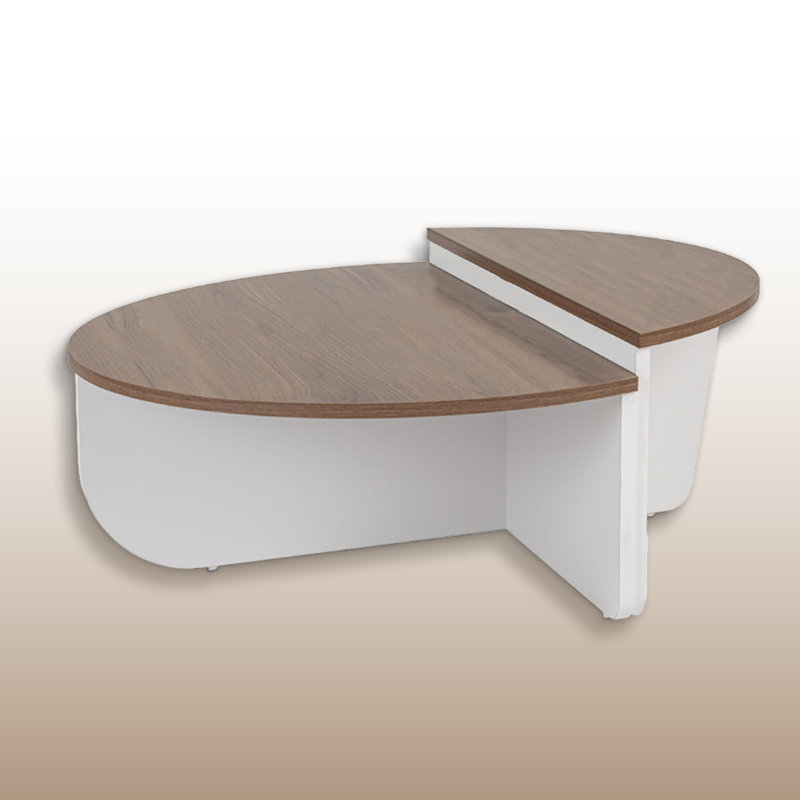 Ensemble de tables basses gigognes 2 pièces, Walnut, Blanc