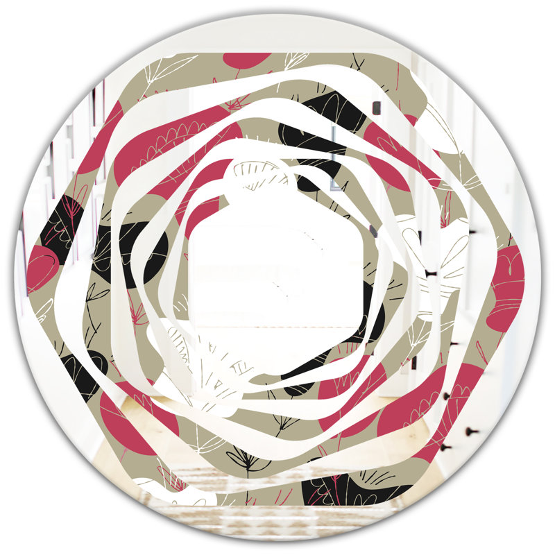 Miroir mural Whirl Cottage Americana, 31,5 po x 31,5 po, Fleurs populaires dessinées à la main