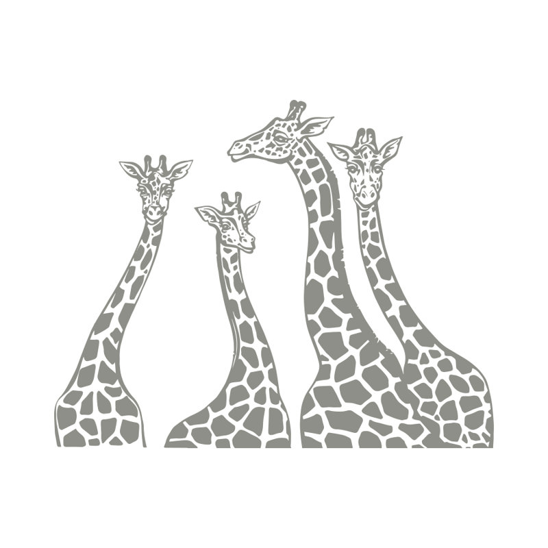 Adhésif décoratif famille girafe, Gris argenté