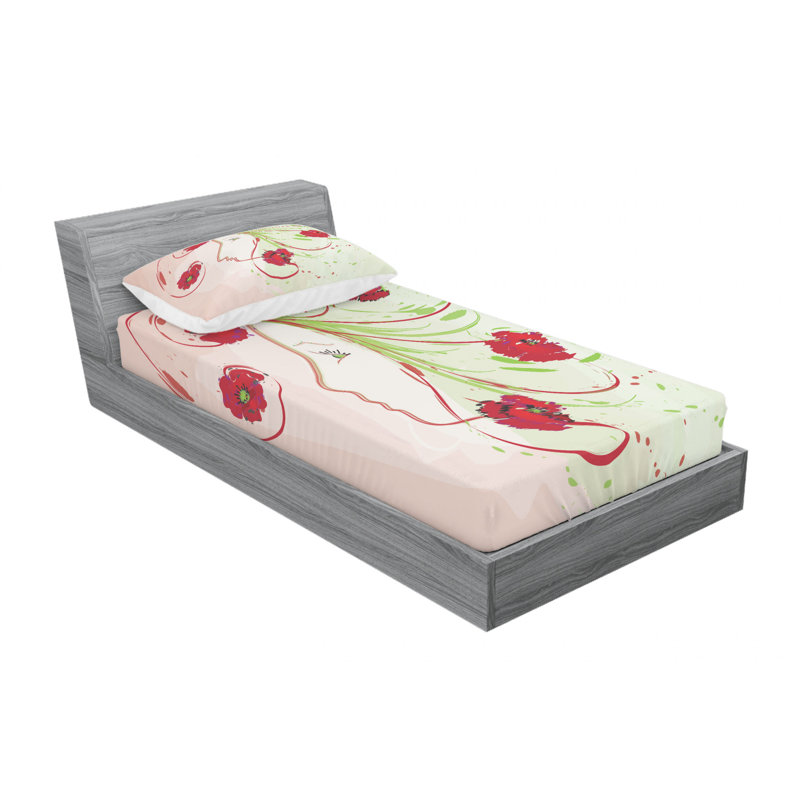 Microfiber Floral Sheet Set, Twin XL Sheet Set with Fitted Sheet