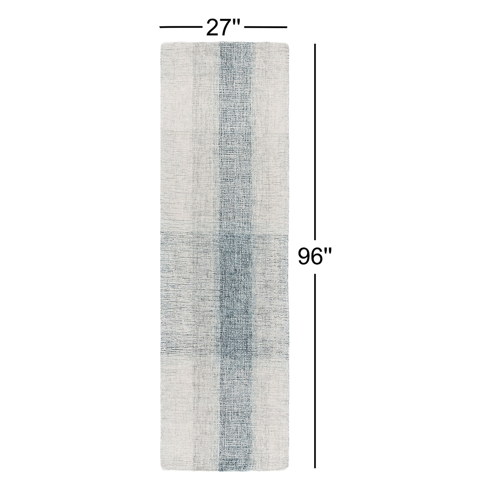 Gray Blue Hand-Tufted Geometric Wool Rug, Runner 2'3" x 8'