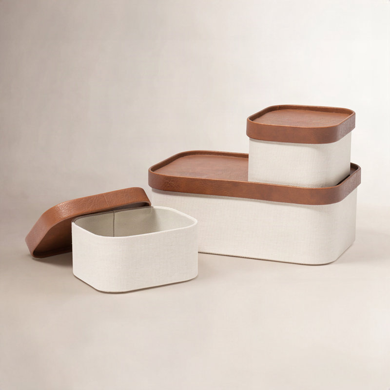 Ensemble de 3 bacs, Beige / brun