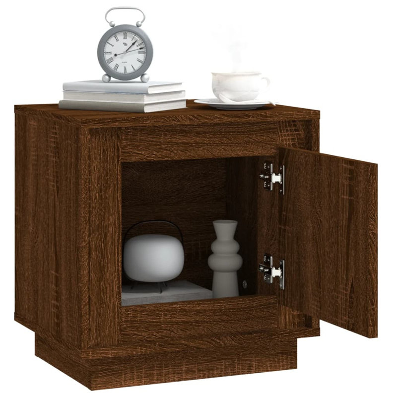 Layport 44cm W Solid Wood Bedside Table, Brown Oak, Individual