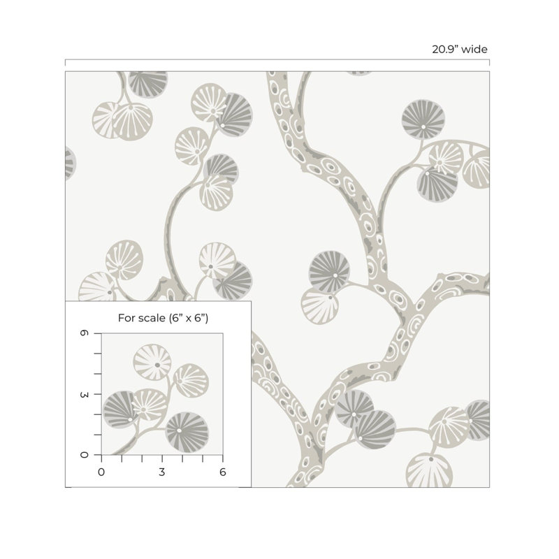  Papier peint adhésif Snowlands Woodland Whimsy, Ivoire / Gris