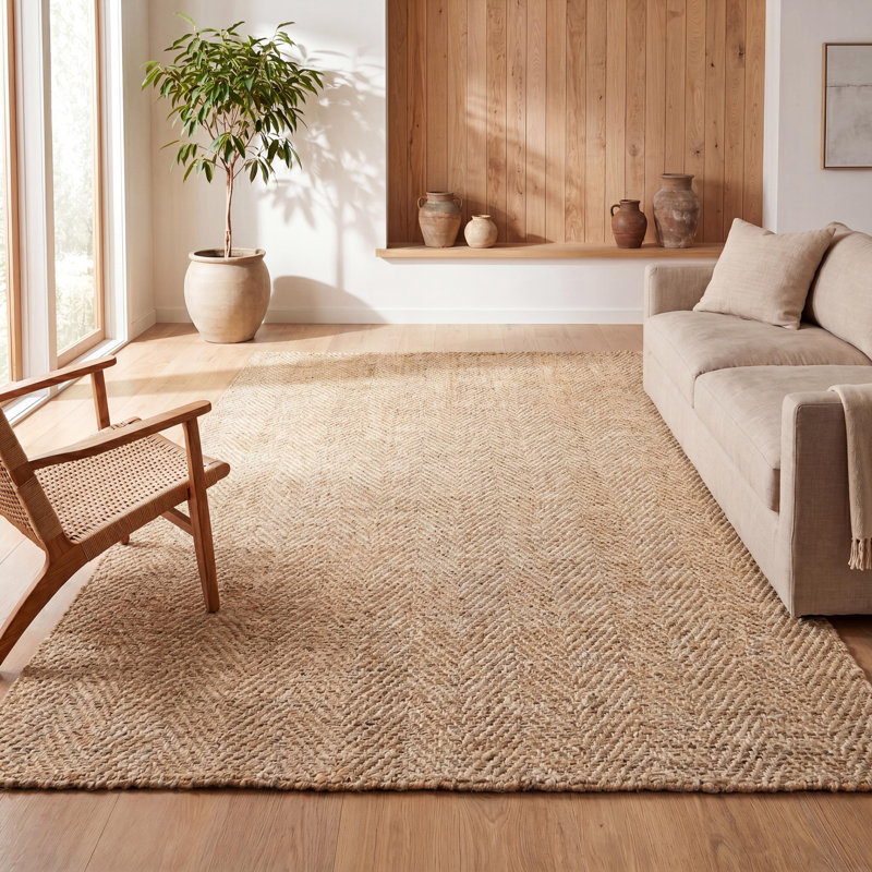 Tapis ivoire tissé à la main Helia, Rectangle de 5 pi x 8 pi