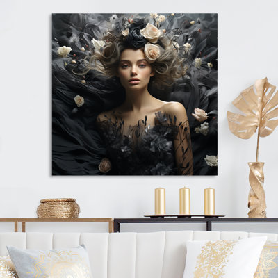 Coton noir et blanc Couture Woman II - Dior, art mural en métal