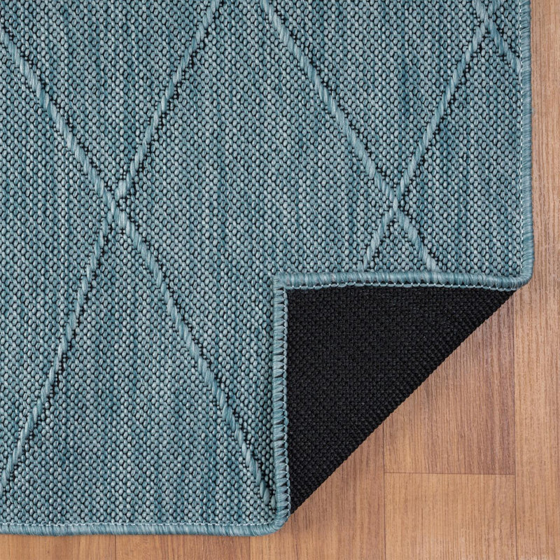 Modern Outdoor Geometric Area Rug, Non-Slip Washable Carpet, Rectangle 6' x 9'