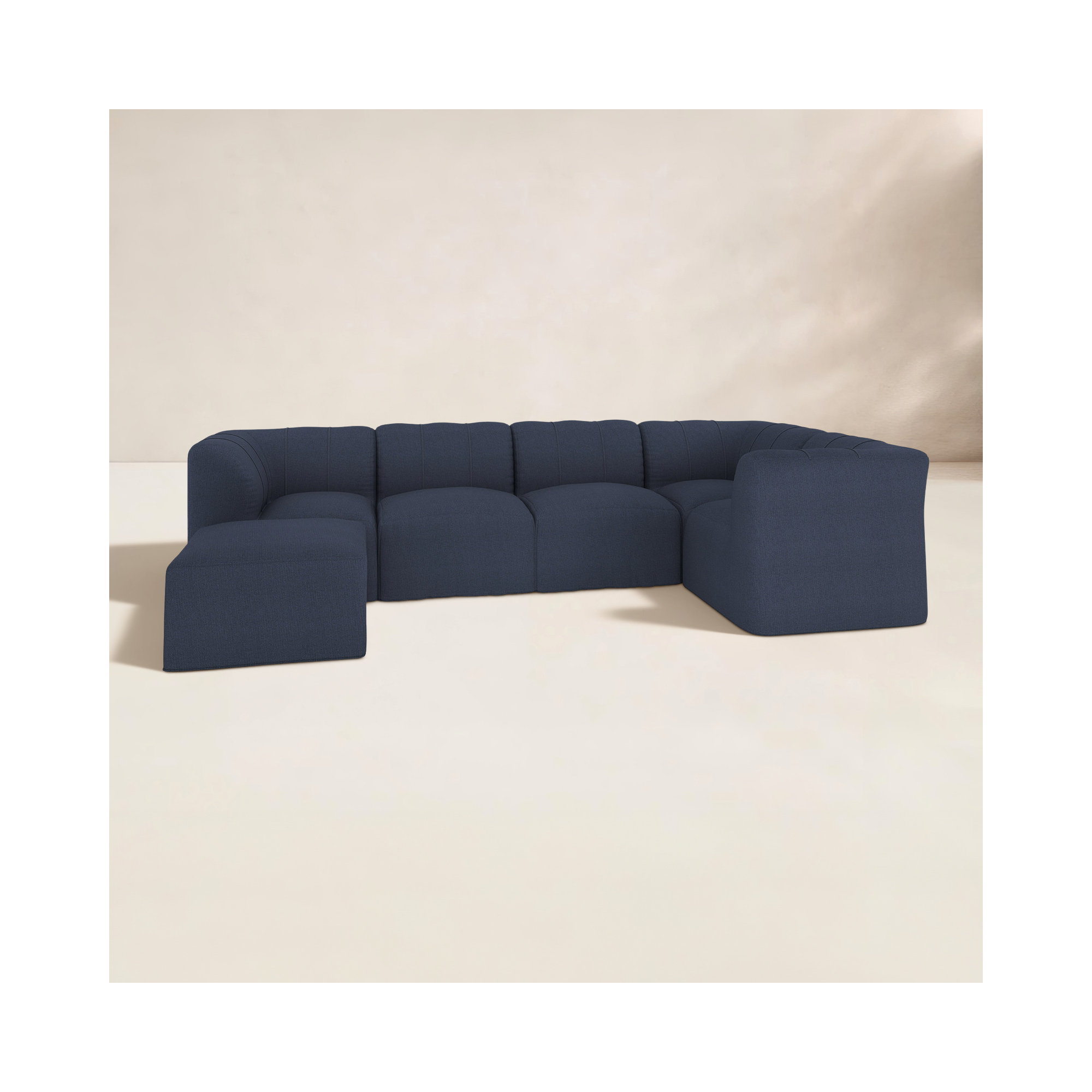 Praia 124" Sunbrella Outdoor Sofa with Ottoman, Canvas Navy Sunbrella® Canvas