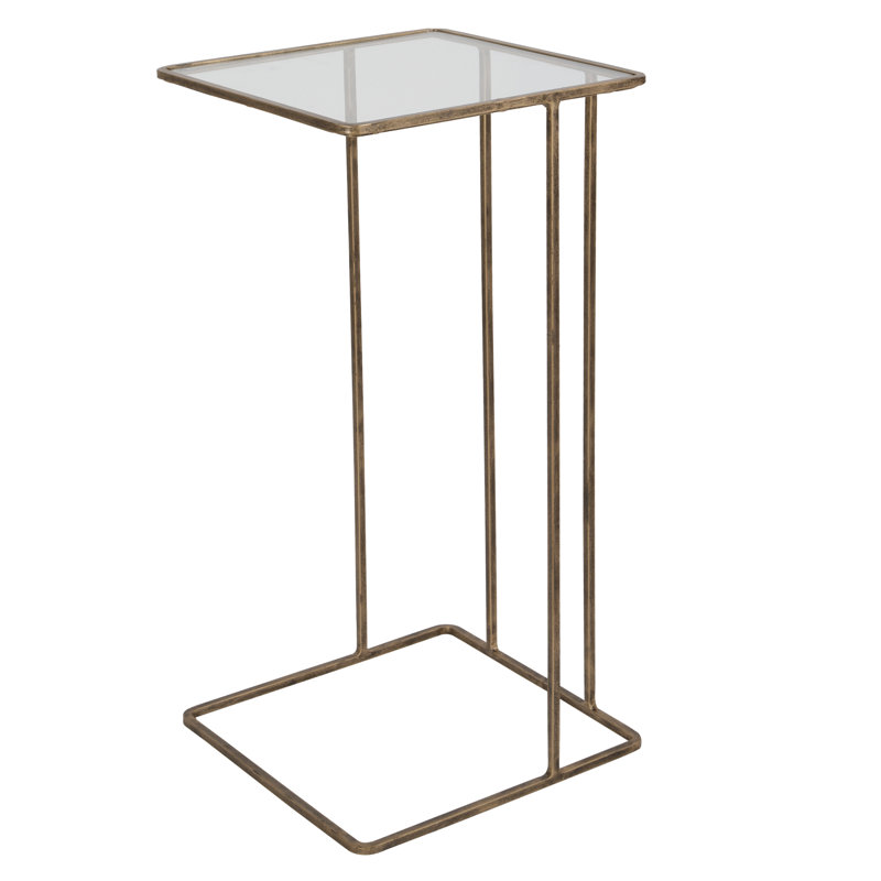 Margos Glass End Table, Antique Gold
