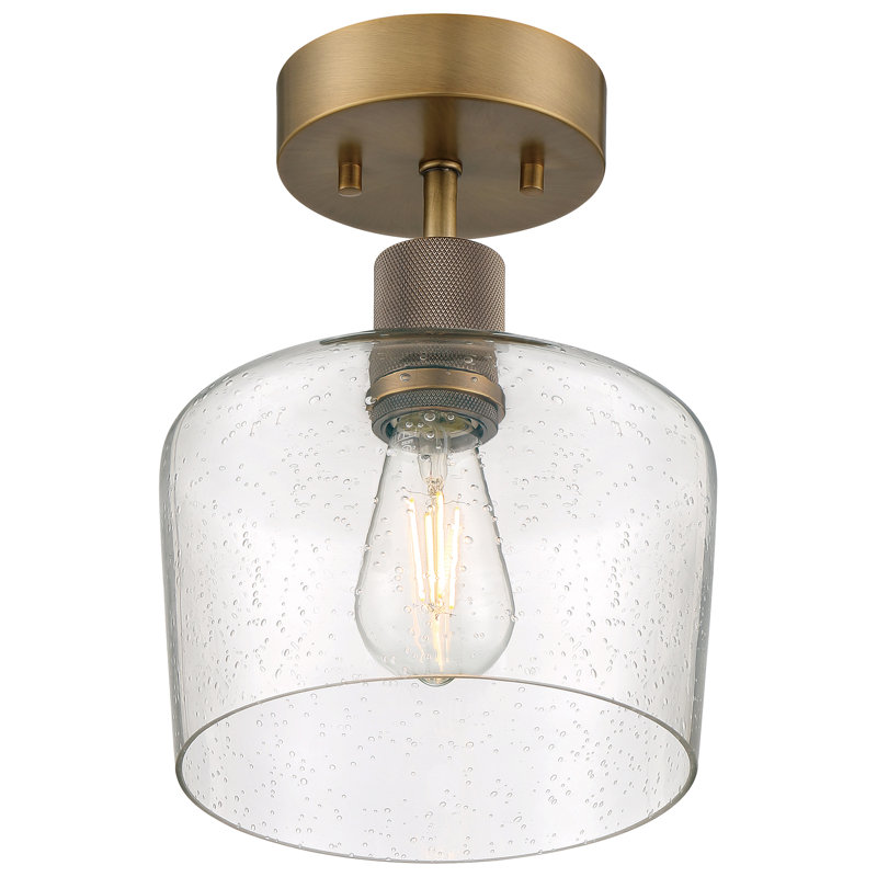 Southglenn Glass Semi Flush Mount, Antique Brushed Brass