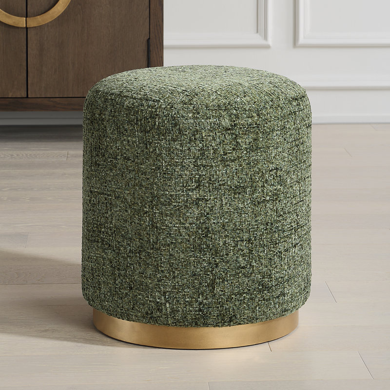 16.5'' Wide Round Ottoman, Green