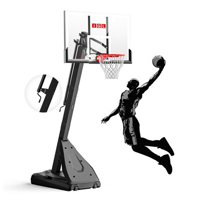 IGL 60" Portable Basketball Hoop, Height Adjustable 7.5-10 Ft, Shatter-Resistant Pc Backboard,  Fillable Base With Wheels, For Driveway & Backyard