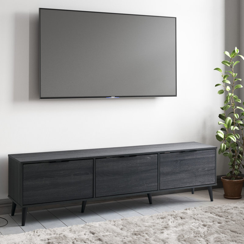 Meuble télé avec rangement pour les téléviseurs de 85 po ou moins, Gris foncé