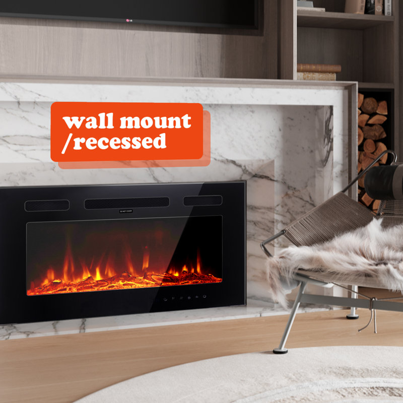 Carwyn Latitude Run Powder Coated Electric Fireplace, 43cm H x 76.2cm W x 10cm D