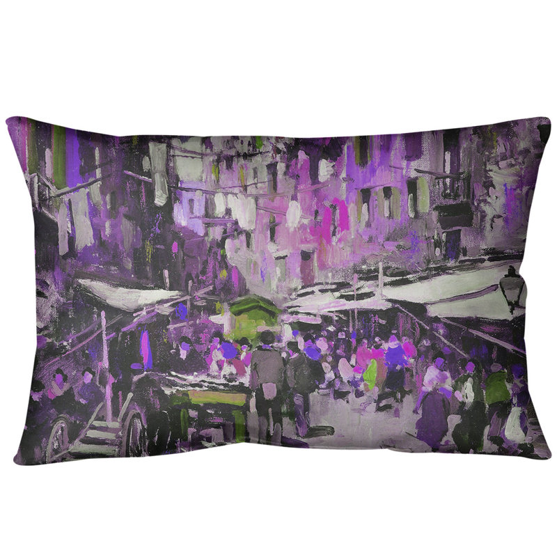 Coussin Market in Naples, Mauve, Polyester sergé