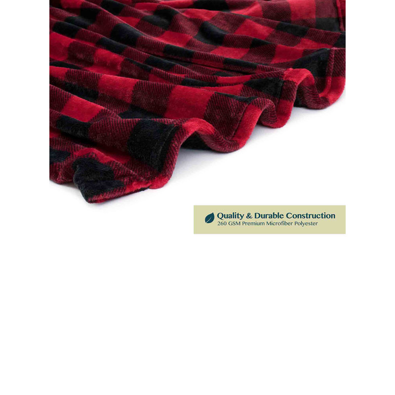 Red and Black Plaid Fleece Mid-Calf Bathrobe