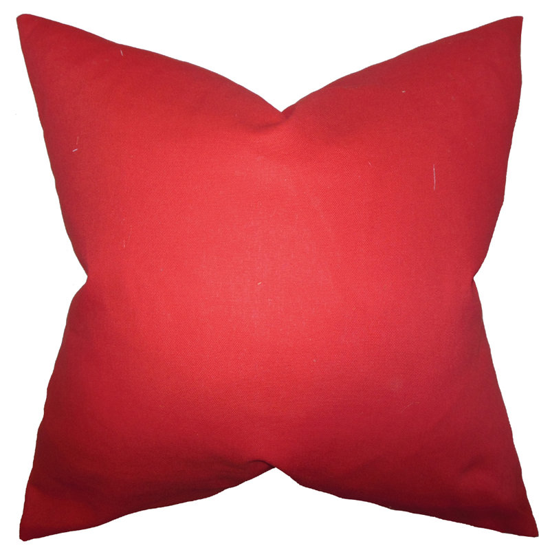 Cotton Reversible Throw Pillow, Lipstick Red, 22" x 22"