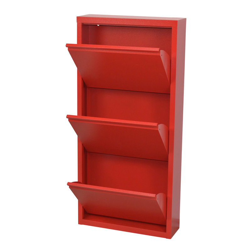 9 Pair Shoe Storage Cabinet, Red