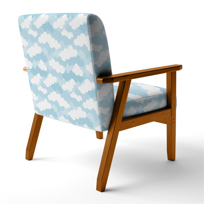 Chaise d'appoint Boho - Fauteuil Cloud, Accoudoirs carrés bruns
