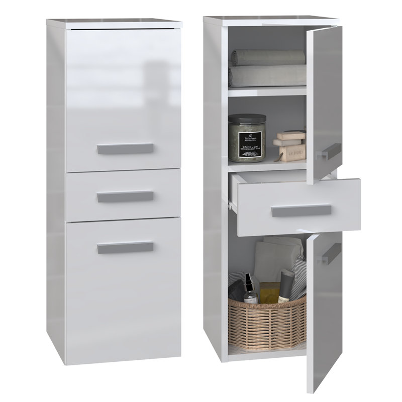 Dashaan Laminate Bathroom Cabinet, White Gloss