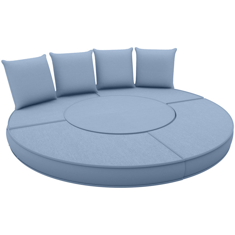 66" Outdoor Daybed Cushion Waterproof Replacement Round Bed Cushion, Gray