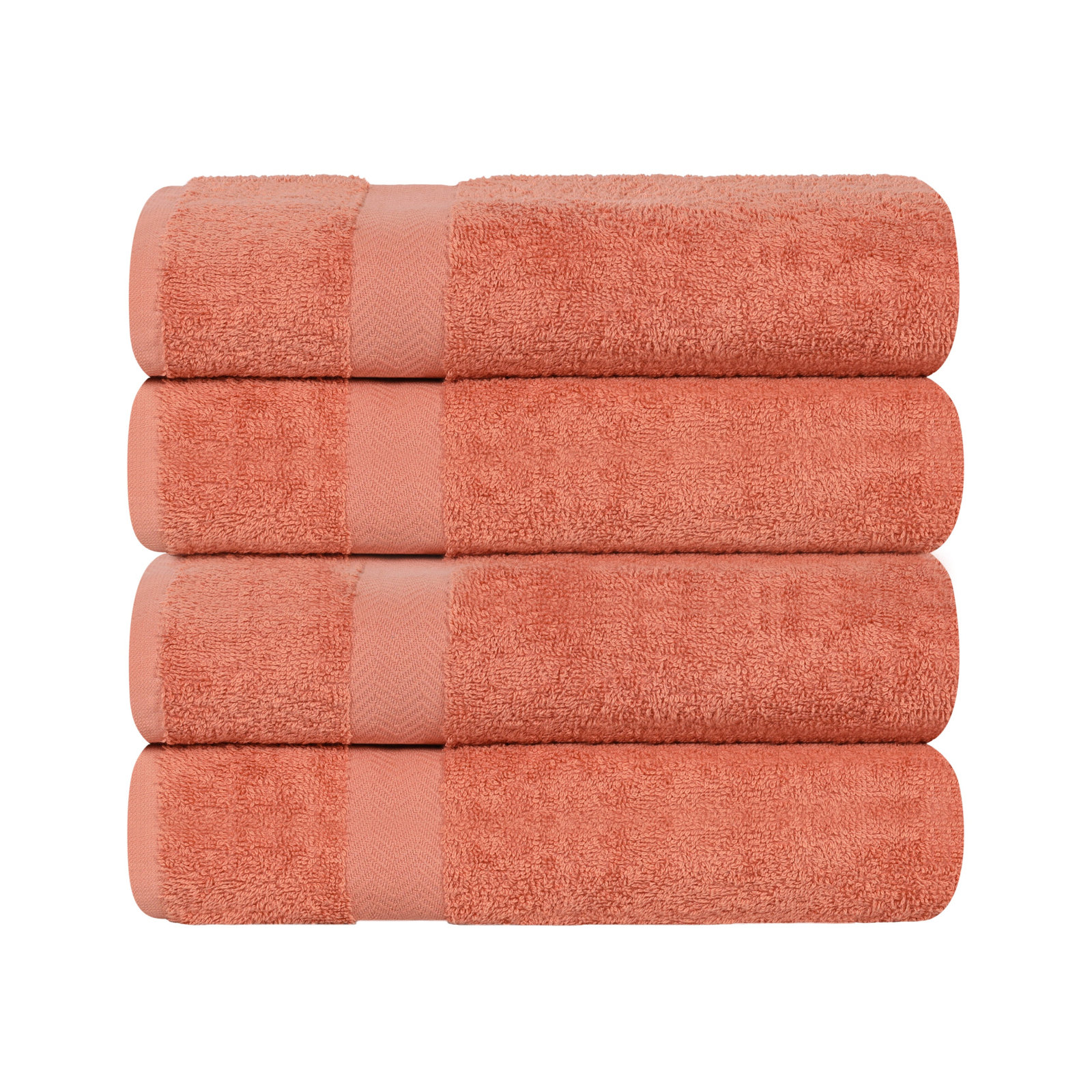 Quick-Drying Cotton Washcloth, Coral, 4 Pieces Towel Set