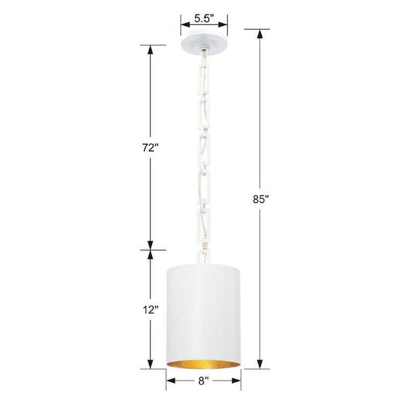 Amea 1 - Light Cylinder Pendant, White