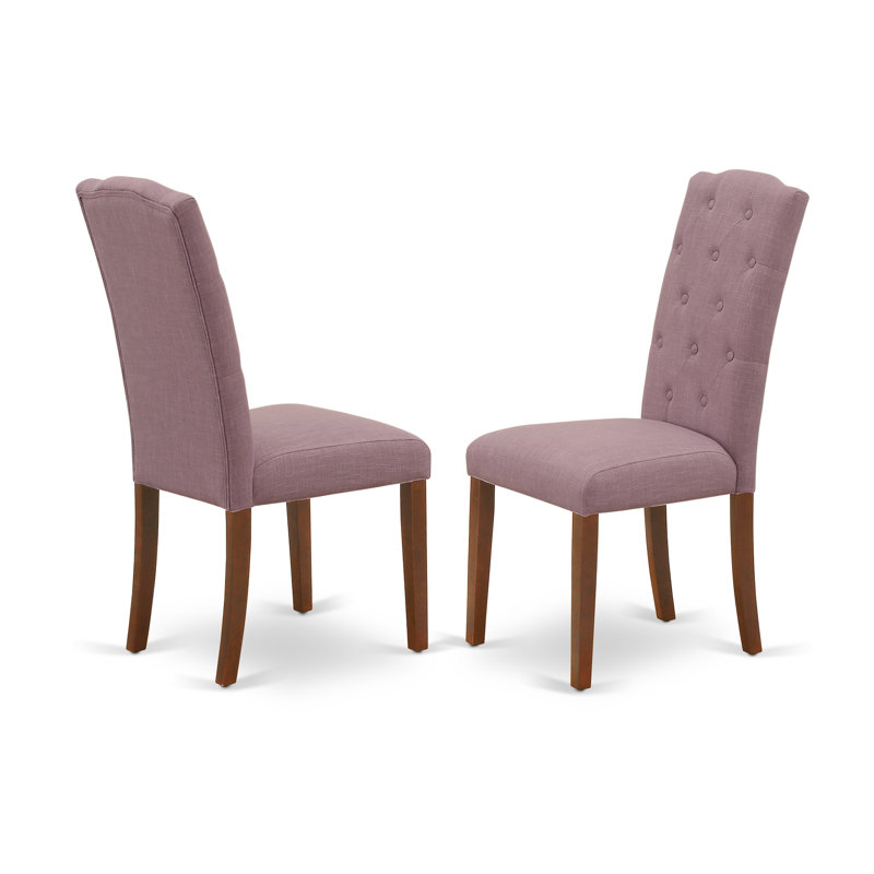 Chaises de cuisine Celina Parson - Ensemble de 2 chaises de salle à manger capitonnées Dahlia, Dahlia, Acajou
