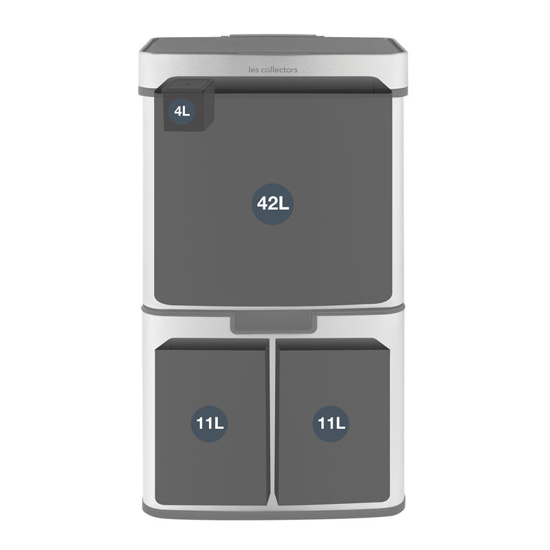 Steel Motion Sensor Multi-Compartment Rubbish & Recycling Bin, 69 L.