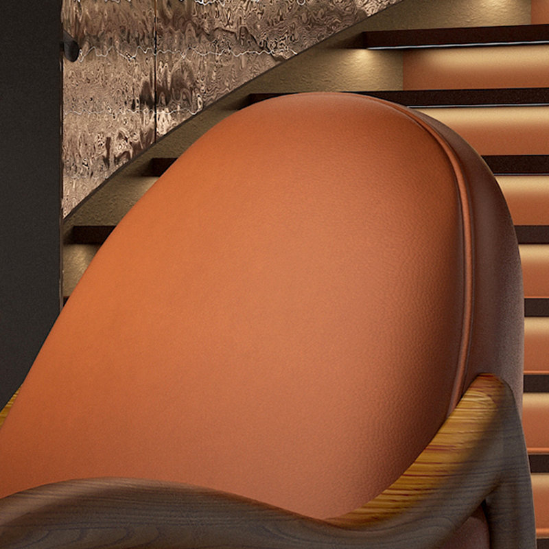 Leisure Faux Leather Rocking Chair with Ottoman, Orange