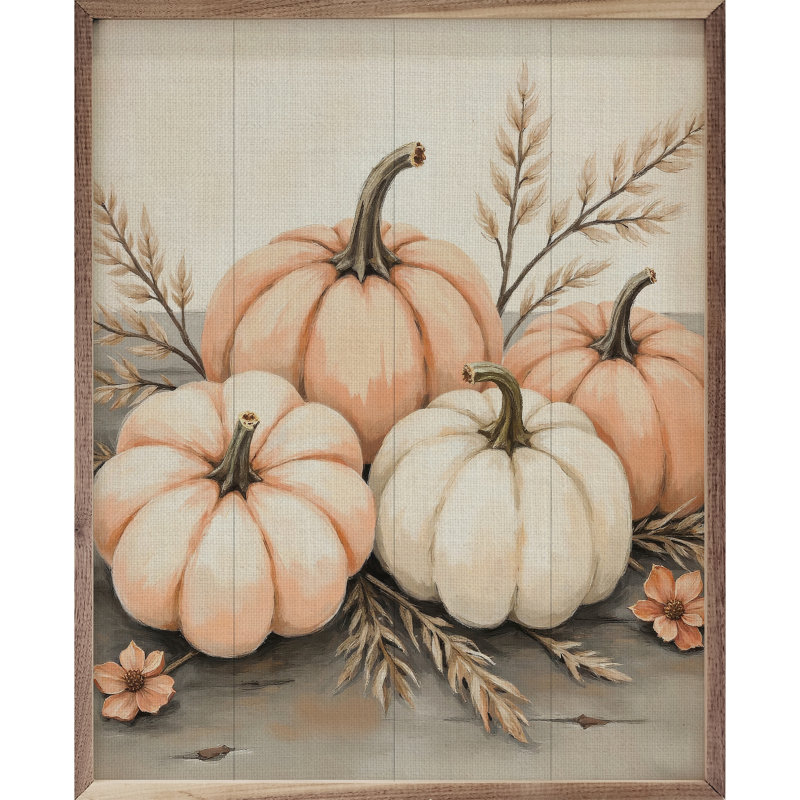 Pumpkins And Grass, 10" H x 8" W