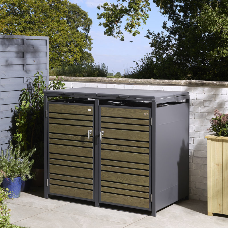 Metal Double Bin Store, Oak