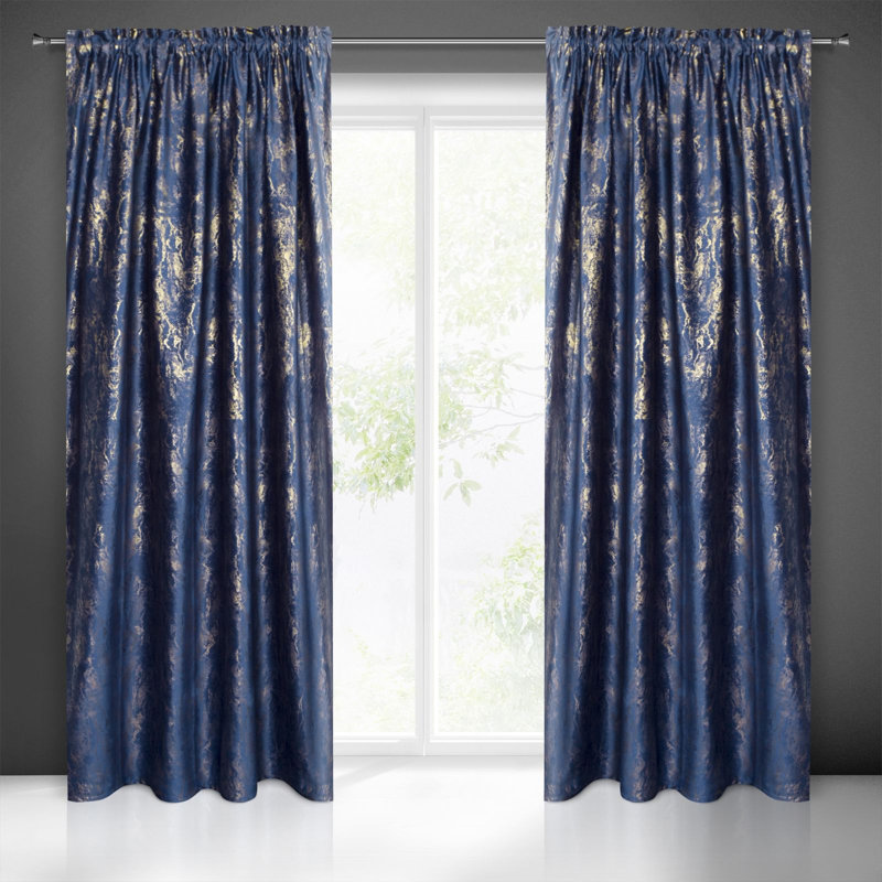 Aazan Blackout Curtains Single Panel, Marine