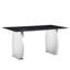 Table de salle à manger très moderne Classy avec surface en pierre frittée noire de 0,4 pouce et pieds argentés, convient aux espaces commerciaux à domicile, acier inoxydable de table à haute température convenant à la cuisine, à la salle à manger,