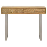 Sophisticated 2-Drawer Nightstand - Compact And Modern Design Bowdoin 2-Drawer Console Table Hand Carved Details Natural