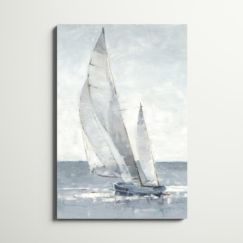 «Gray Seas I» par Ethan Harper, impression de paysage côtier doux, H 48 po x l 32 po, Impression sans cadre, Sans cadre