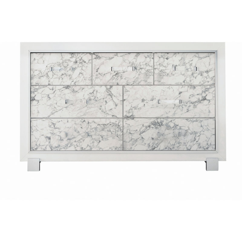 Commode de style moderne avec 7 tiroirs de rangement, commode avec rangement pour espace de vie
