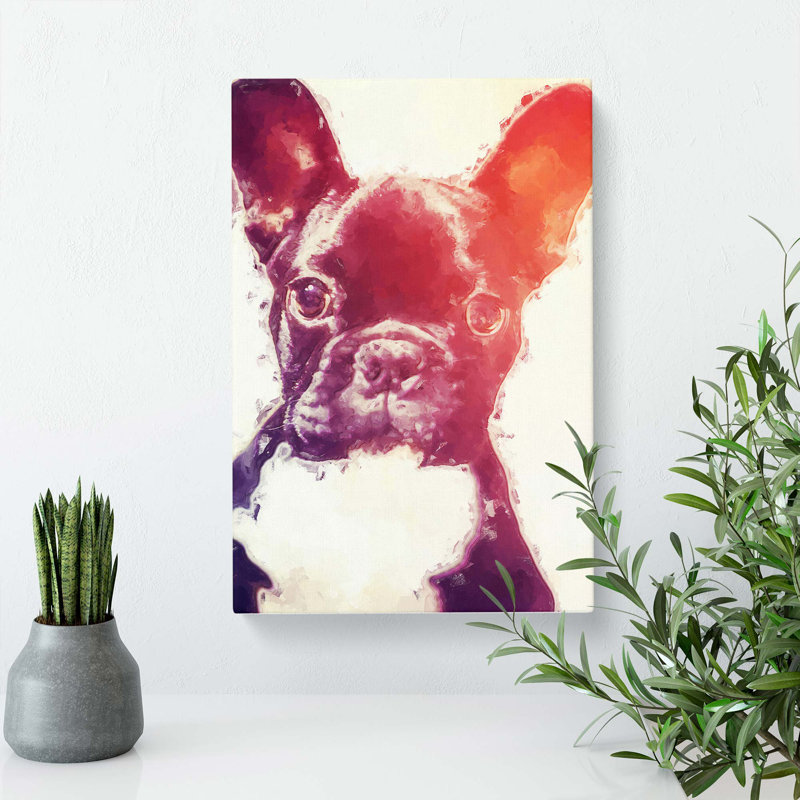 French Bulldog Puppy In Abstract - Wrapped Canvas Print, 60cm H x 40cm W x 3cm D