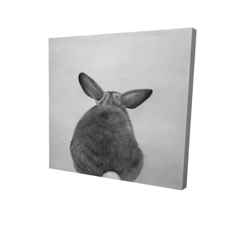 Décor monochromes sur toile blanche - Petit lapin par derrière