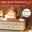 Calendrier de l'Avent de Noël, motif de village de Noël rectangulaire long, 24 tiroirs et 15 lumières DEL chaudes, décor de tableau multicouche sans cordon, aucun assemblage requis pour le manteau de cheminée / tablette