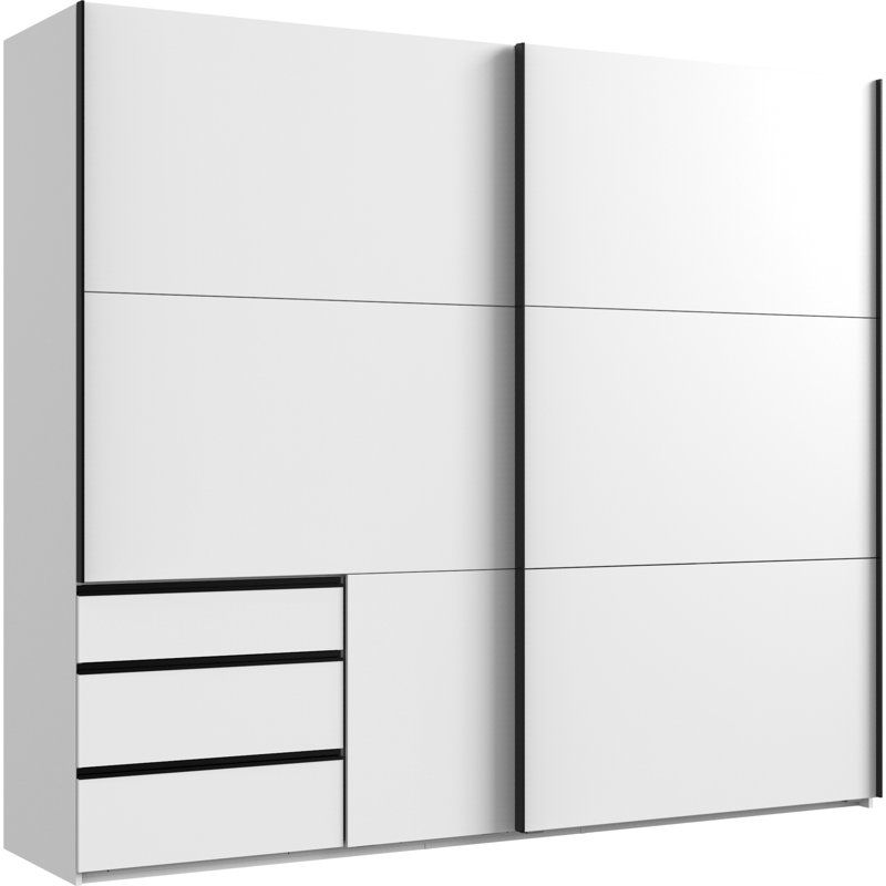 Guardino 2 Door Wardrobe, White, 216cm H x 250cm W x 65cm D