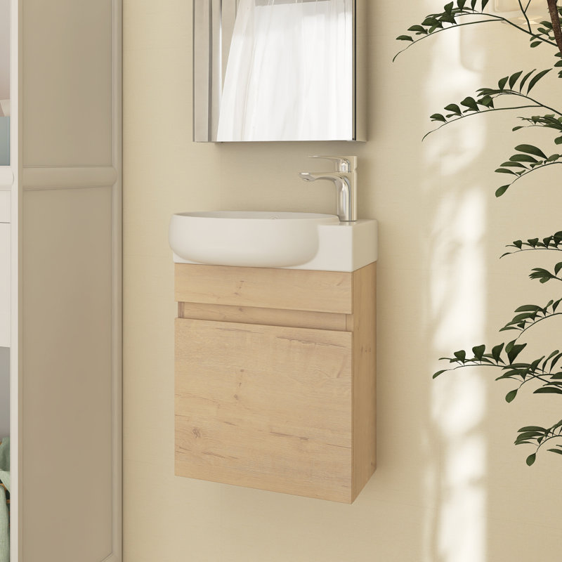 Etian 15.06 " W Wall Mounted Wall Mounted 1 Single Vanity Bathroom Vanity With Ceramic Top