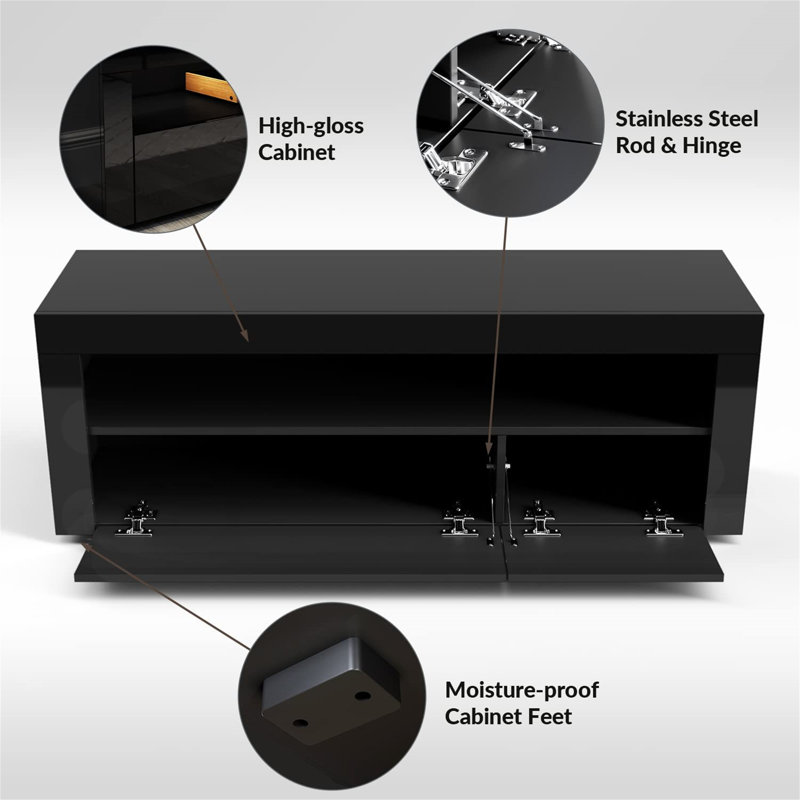 Aintzane Unfinished Floating TV Stand for TVs up to 48", Black