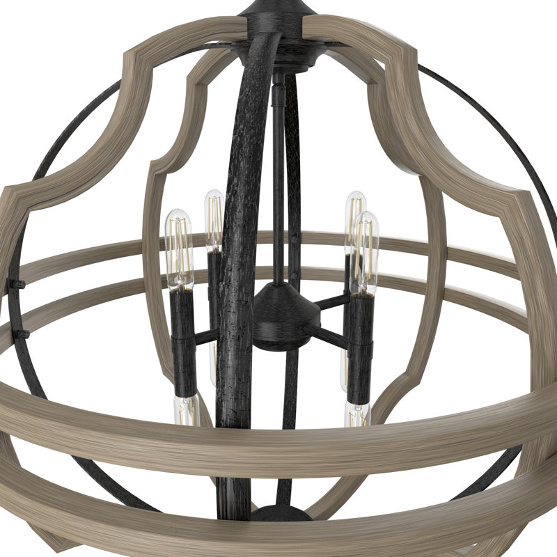 Stone Creek 8 - Light Unique / Statement Bulb Chandelier, Oak