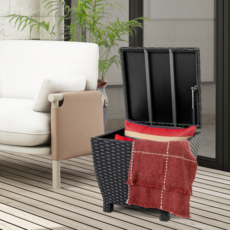 Petite boîte de rangement d'extérieur avec couvercle, Noir