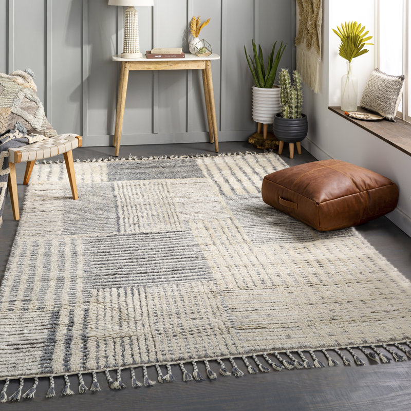 Kenady Hand Knotted Wool Indoor Rug, Rectangle 8' x 10'